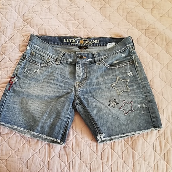 New LUCKY BRAND Jean Shorts sz 12// 31 Riley CutOff Boyfriend Neon Yellow Denim